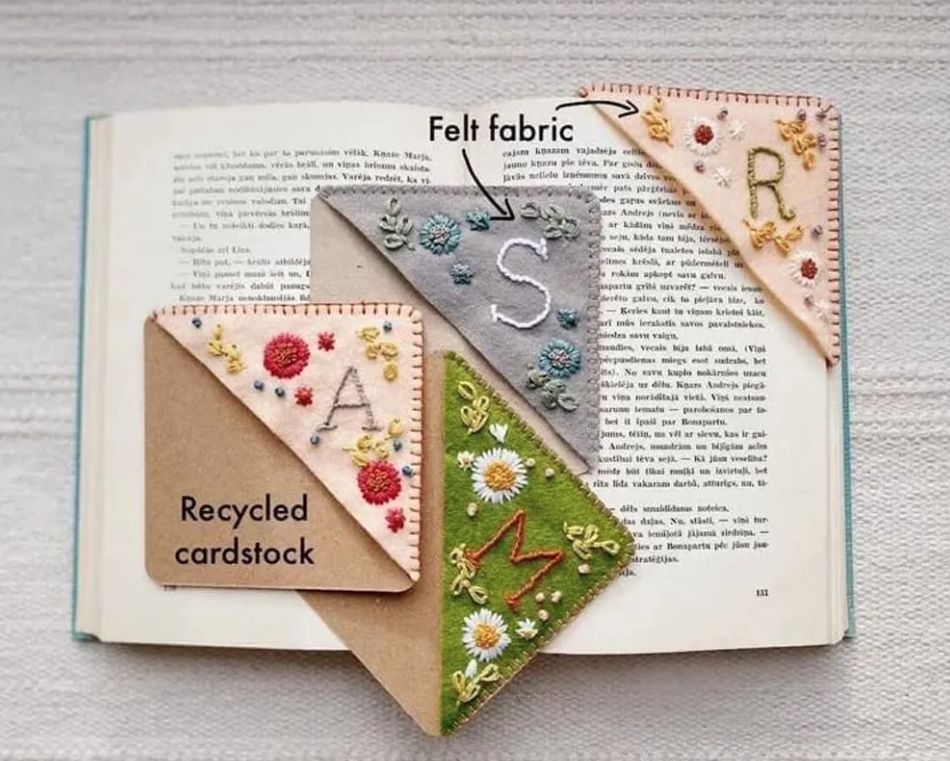 Embroidered Felt Bookmark (Spring)