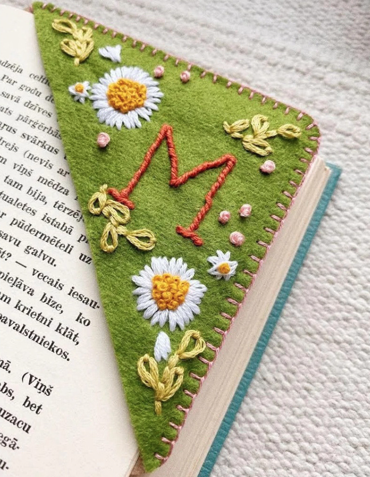 Embroidered Felt Bookmark (Spring)